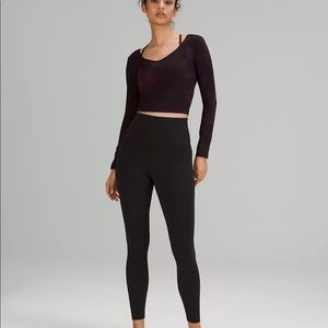 lululemon Align Cropped Long Sleeve Shirt in Diamond Dye Cassis Black Size 8 NWT